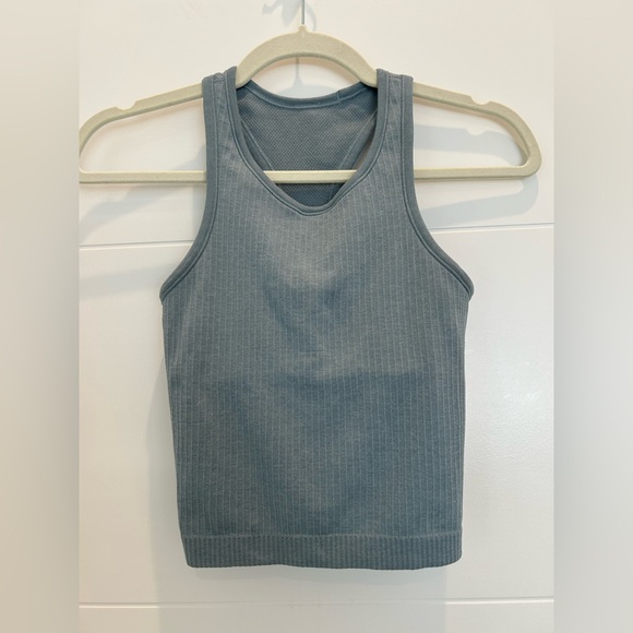 Lululemon Ebb to Street Ribbed Cropped Racerback Tank Top Pale Blue Size XS - Picture 3 of 11